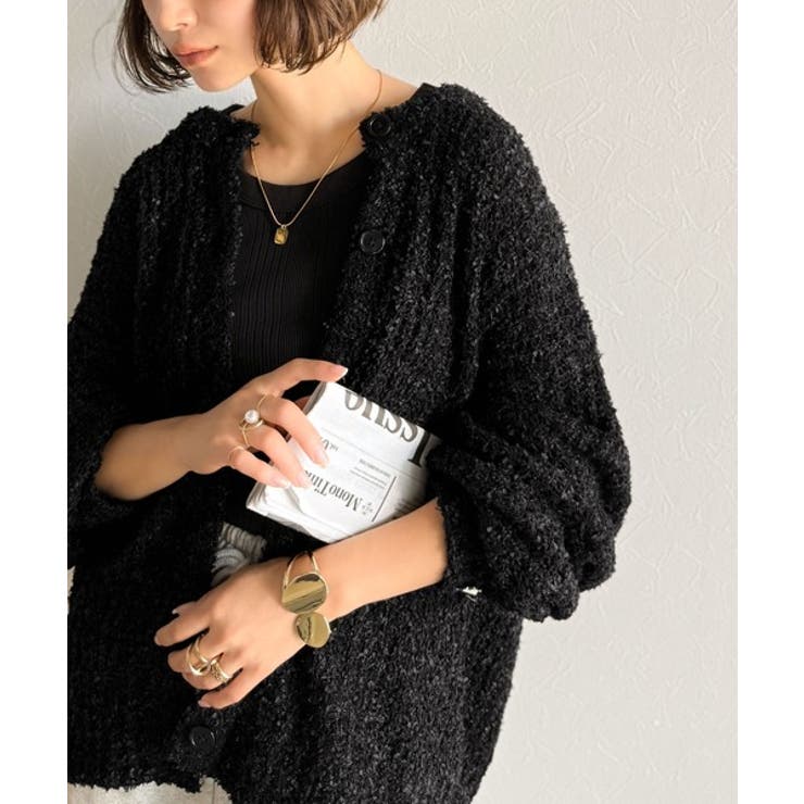 エアリーな抜け感。大人のリボンヤーン前後2wayニットカーディガン（長袖） | Classical Elf  | 詳細画像9 