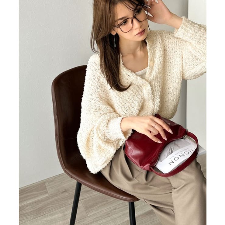 エアリーな抜け感。大人のリボンヤーン前後2wayニットカーディガン（長袖） | Classical Elf  | 詳細画像3 