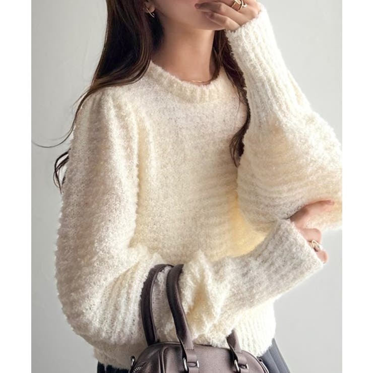 オフホワイト | ゆるっとシルエットで大人可愛く！ぽわん袖クルーネックPO（長袖） | Classical Elf 