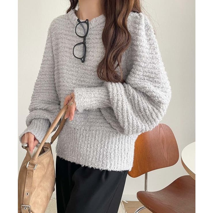 グレー | ゆるっとシルエットで大人可愛く！ぽわん袖クルーネックPO（長袖） | Classical Elf 