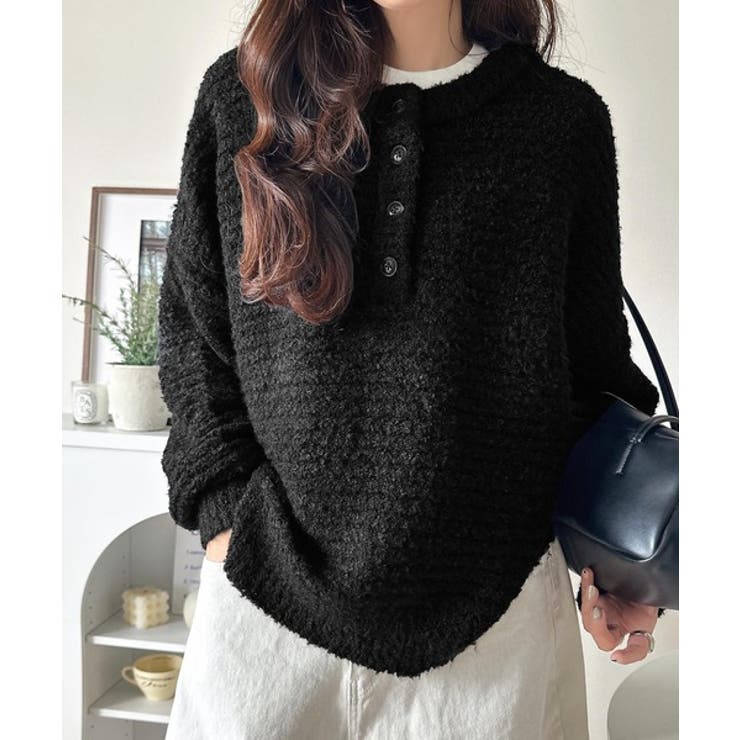 ふんわり愛されスタイル♪前後2wayヘンリーネックニット（長袖） | Classical Elf  | 詳細画像9 