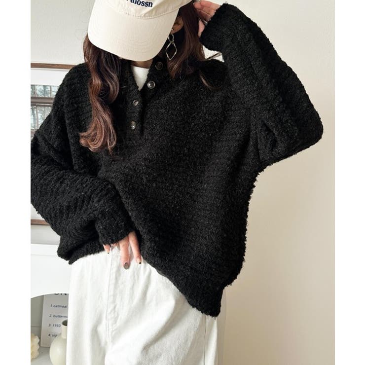 ふんわり愛されスタイル♪前後2wayヘンリーネックニット（長袖） | Classical Elf  | 詳細画像12 