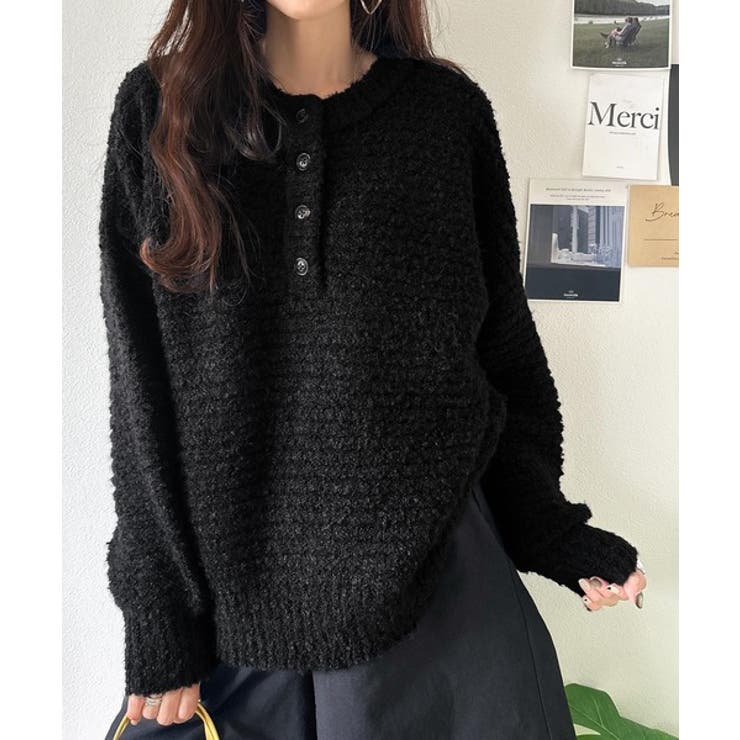 ふんわり愛されスタイル♪前後2wayヘンリーネックニット（長袖） | Classical Elf  | 詳細画像15 