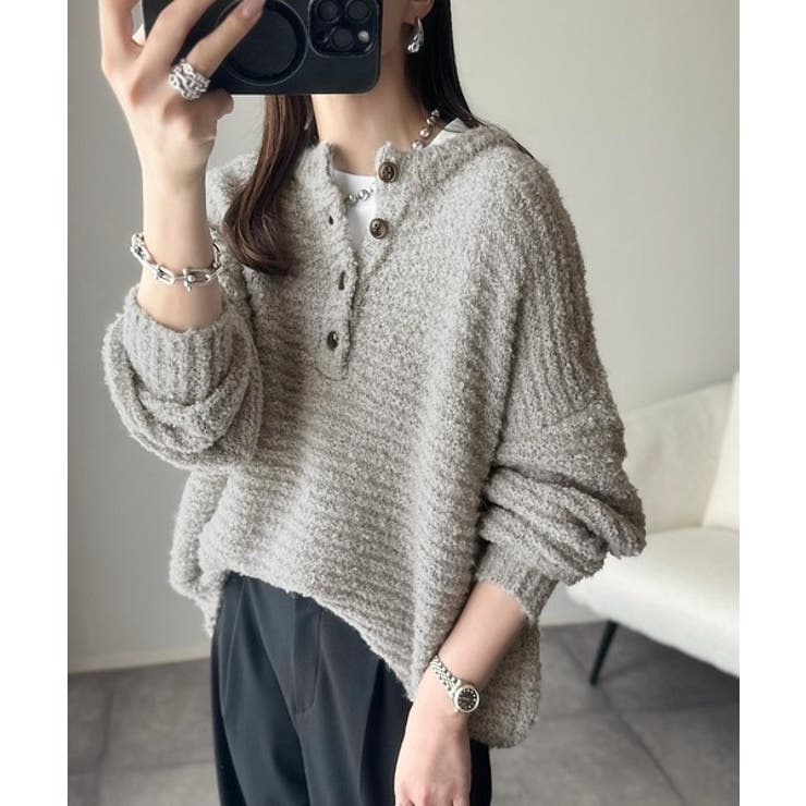 ふんわり愛されスタイル♪前後2wayヘンリーネックニット（長袖） | Classical Elf  | 詳細画像19 