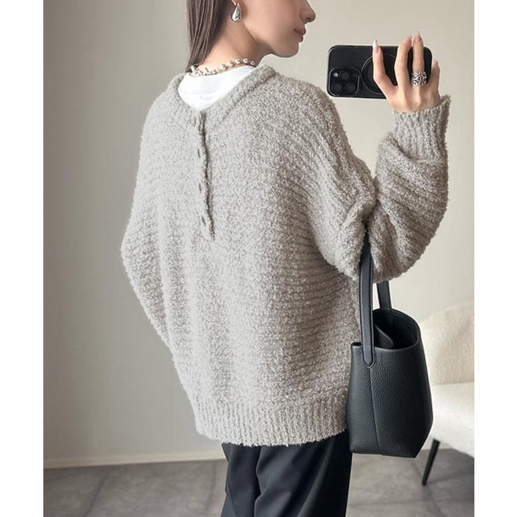 ふんわり愛されスタイル♪前後2wayヘンリーネックニット（長袖） | Classical Elf  | 詳細画像21 