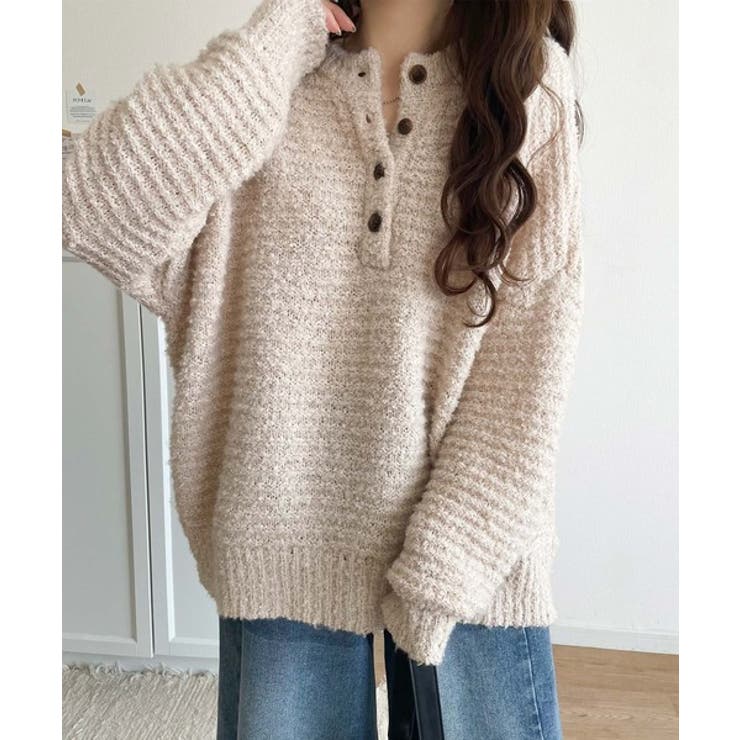 ふんわり愛されスタイル♪前後2wayヘンリーネックニット（長袖） | Classical Elf  | 詳細画像34 