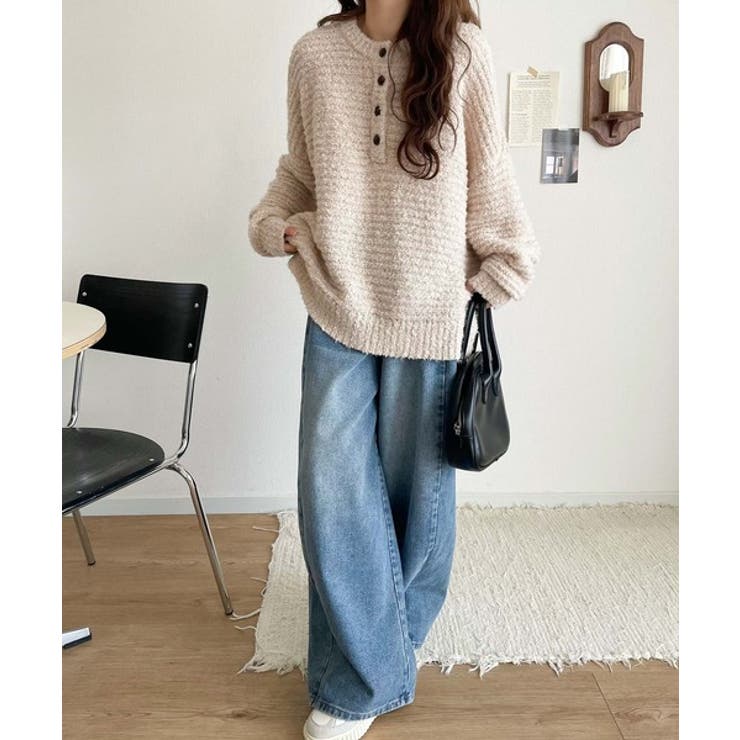 ふんわり愛されスタイル♪前後2wayヘンリーネックニット（長袖） | Classical Elf  | 詳細画像36 