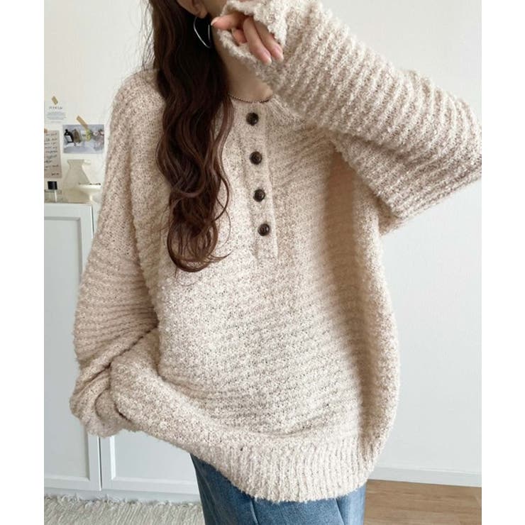 ふんわり愛されスタイル♪前後2wayヘンリーネックニット（長袖） | Classical Elf  | 詳細画像37 