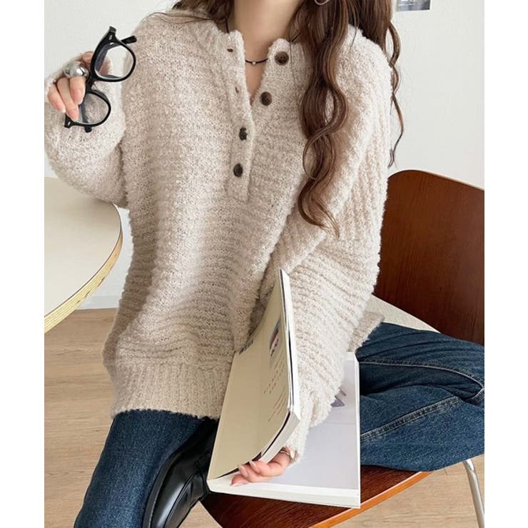 ふんわり愛されスタイル♪前後2wayヘンリーネックニット（長袖） | Classical Elf  | 詳細画像38 