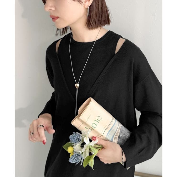 一枚着るだけで、大人の抜け感を演出♪レイヤード風ニットトップス（長袖） | Classical Elf  | 詳細画像6 