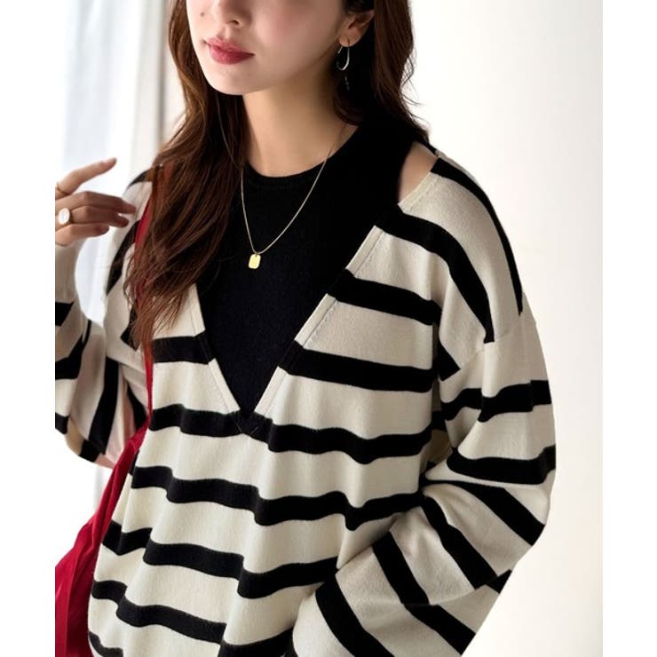 一枚着るだけで、大人の抜け感を演出♪レイヤード風ニットトップス（長袖） | Classical Elf  | 詳細画像13 