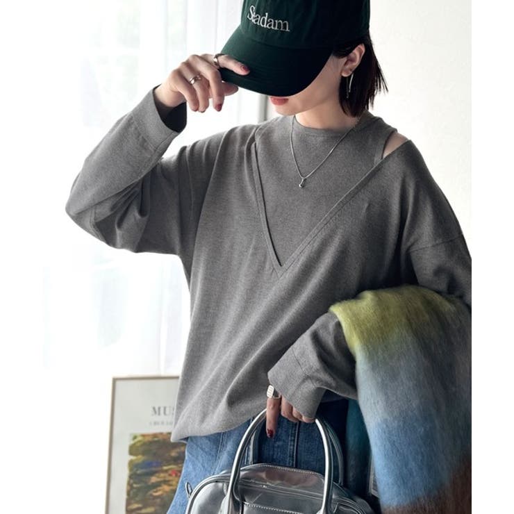 一枚着るだけで、大人の抜け感を演出♪レイヤード風ニットトップス（長袖） | Classical Elf  | 詳細画像17 