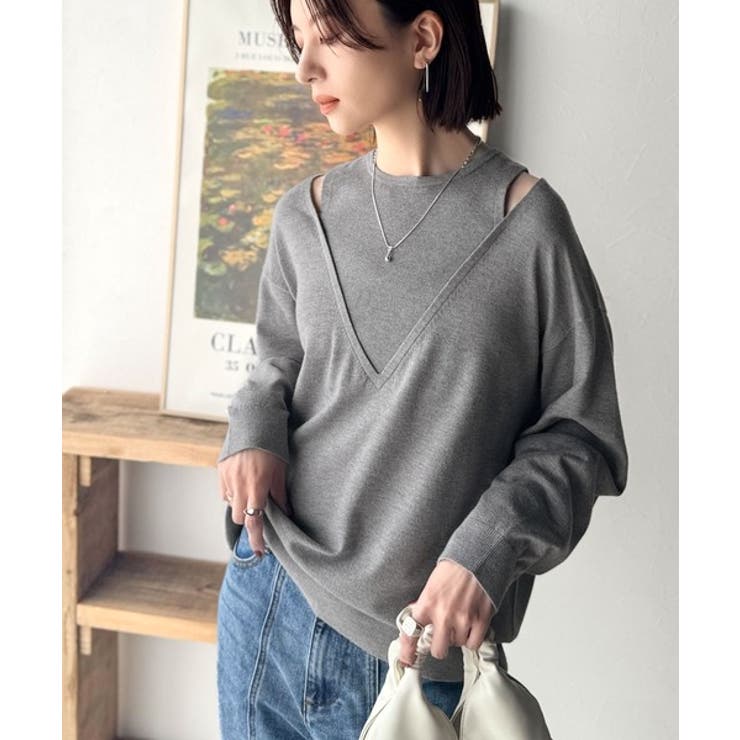 一枚着るだけで、大人の抜け感を演出♪レイヤード風ニットトップス（長袖） | Classical Elf  | 詳細画像19 