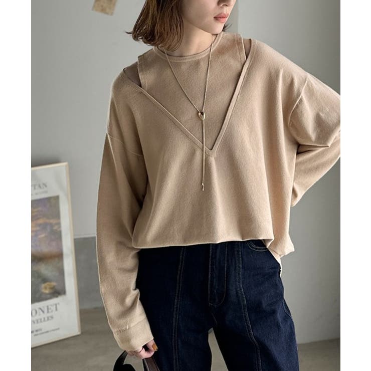 一枚着るだけで、大人の抜け感を演出♪レイヤード風ニットトップス（長袖） | Classical Elf  | 詳細画像24 