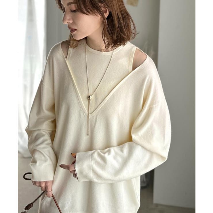 一枚着るだけで、大人の抜け感を演出♪レイヤード風ニットトップス（長袖） | Classical Elf  | 詳細画像1 