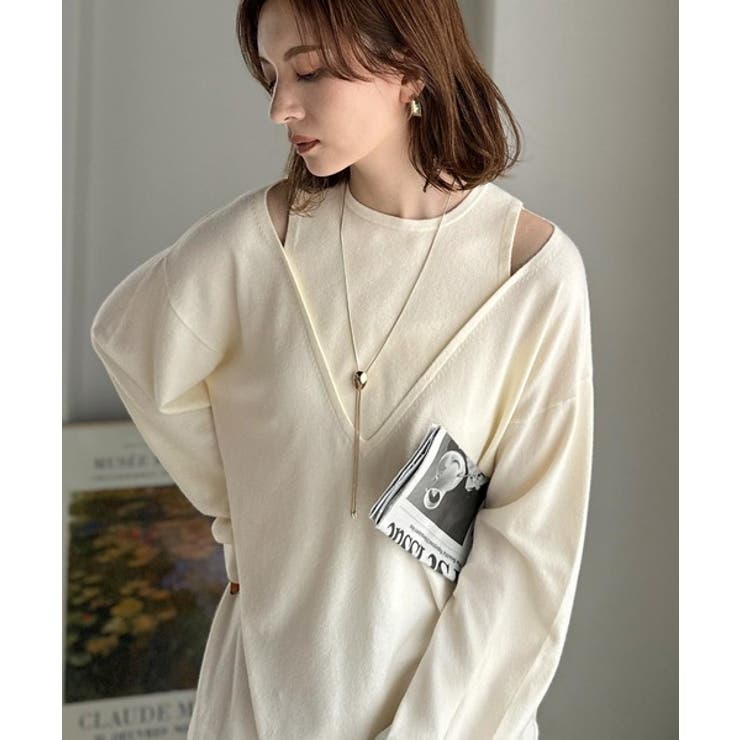 一枚着るだけで、大人の抜け感を演出♪レイヤード風ニットトップス（長袖） | Classical Elf  | 詳細画像3 