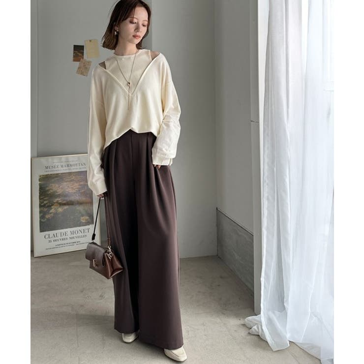 一枚着るだけで、大人の抜け感を演出♪レイヤード風ニットトップス（長袖） | Classical Elf  | 詳細画像4 