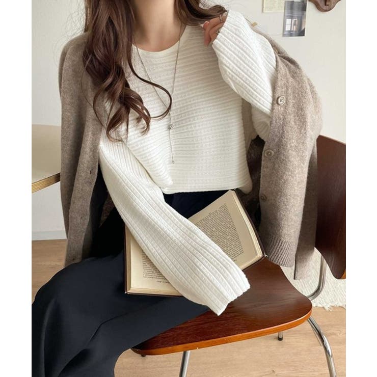 ゆるリブの抜け感。ドルマン袖クルーネックニットトップス（長袖） | Classical Elf  | 詳細画像6 