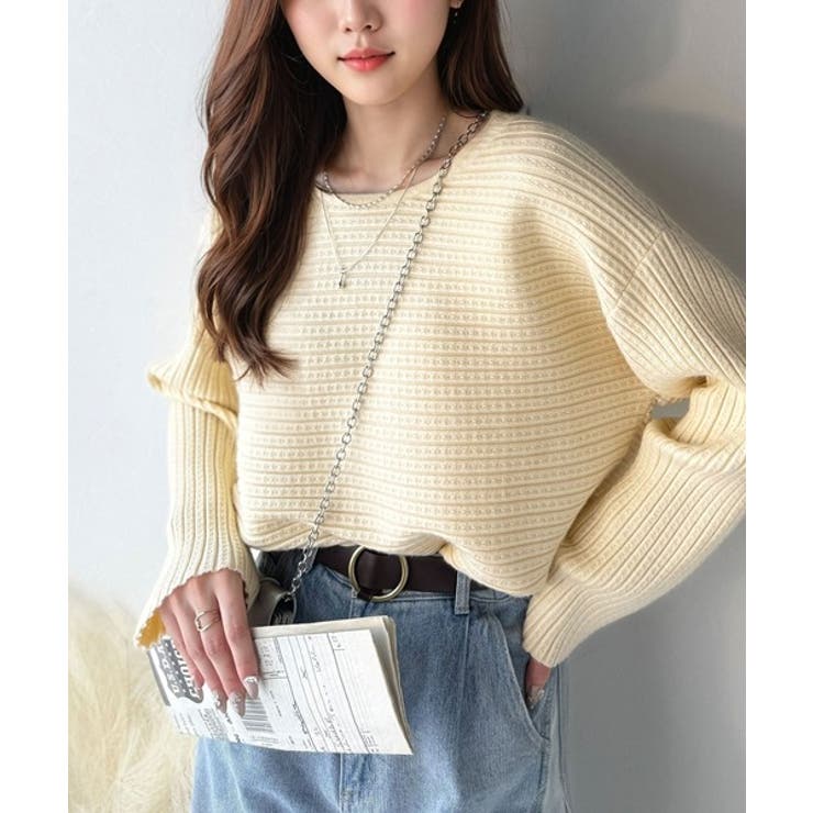 ゆるリブの抜け感。ドルマン袖クルーネックニットトップス（長袖） | Classical Elf  | 詳細画像11 