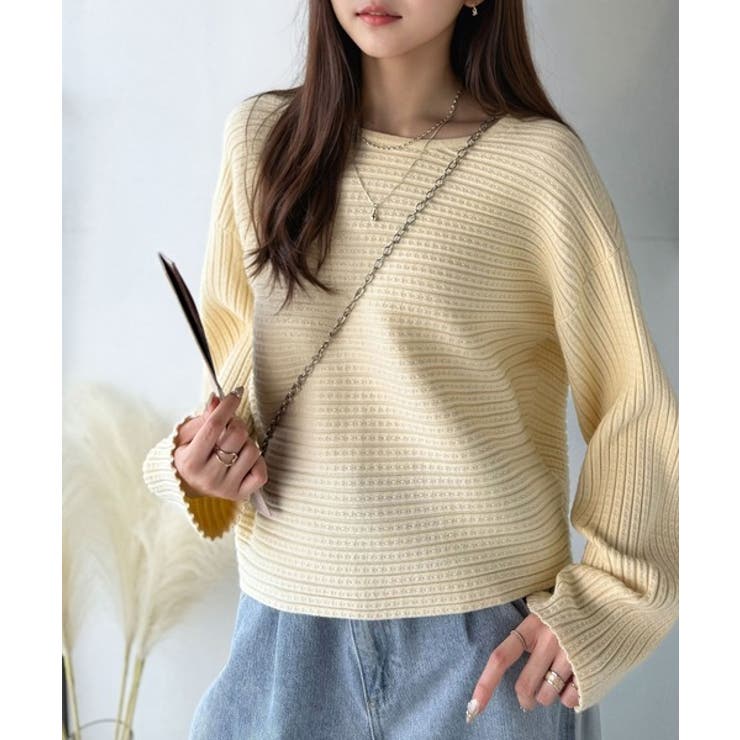 ゆるリブの抜け感。ドルマン袖クルーネックニットトップス（長袖） | Classical Elf  | 詳細画像12 