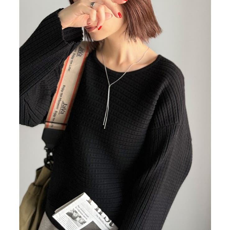 ゆるリブの抜け感。ドルマン袖クルーネックニットトップス（長袖） | Classical Elf  | 詳細画像15 