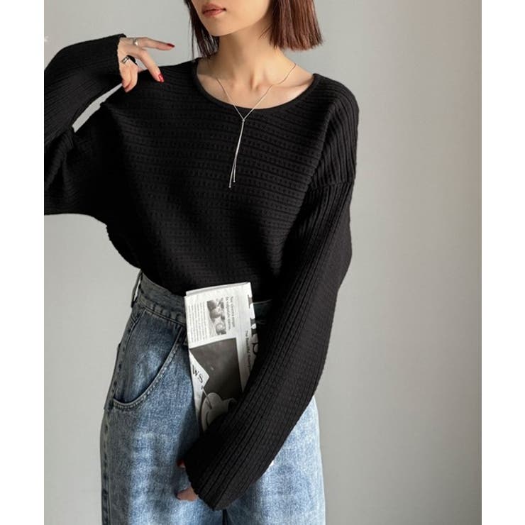 ゆるリブの抜け感。ドルマン袖クルーネックニットトップス（長袖） | Classical Elf  | 詳細画像17 