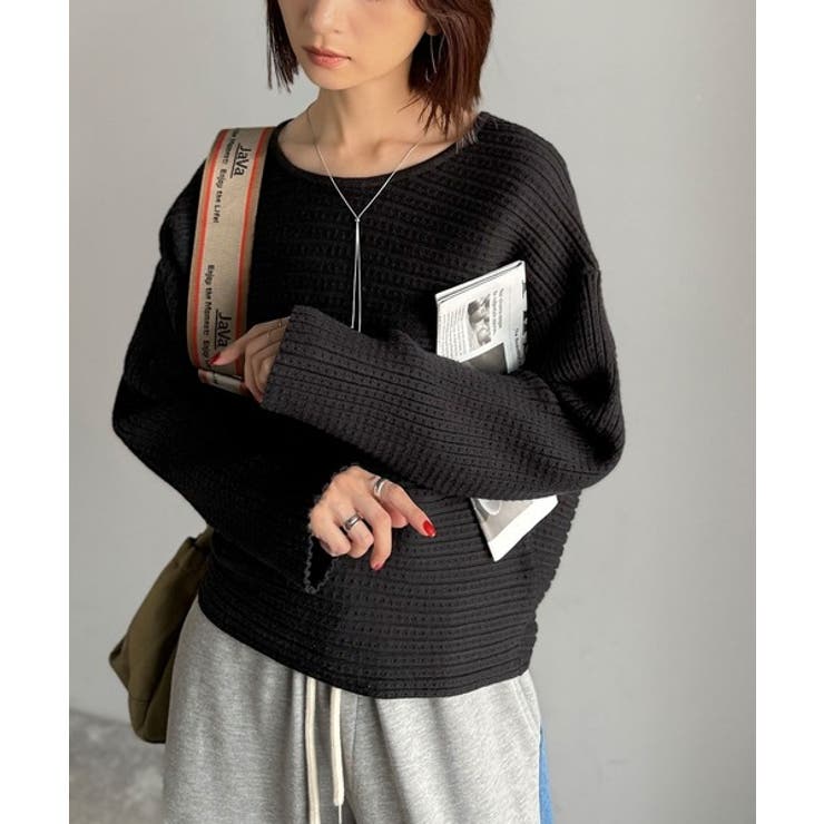 ゆるリブの抜け感。ドルマン袖クルーネックニットトップス（長袖） | Classical Elf  | 詳細画像20 