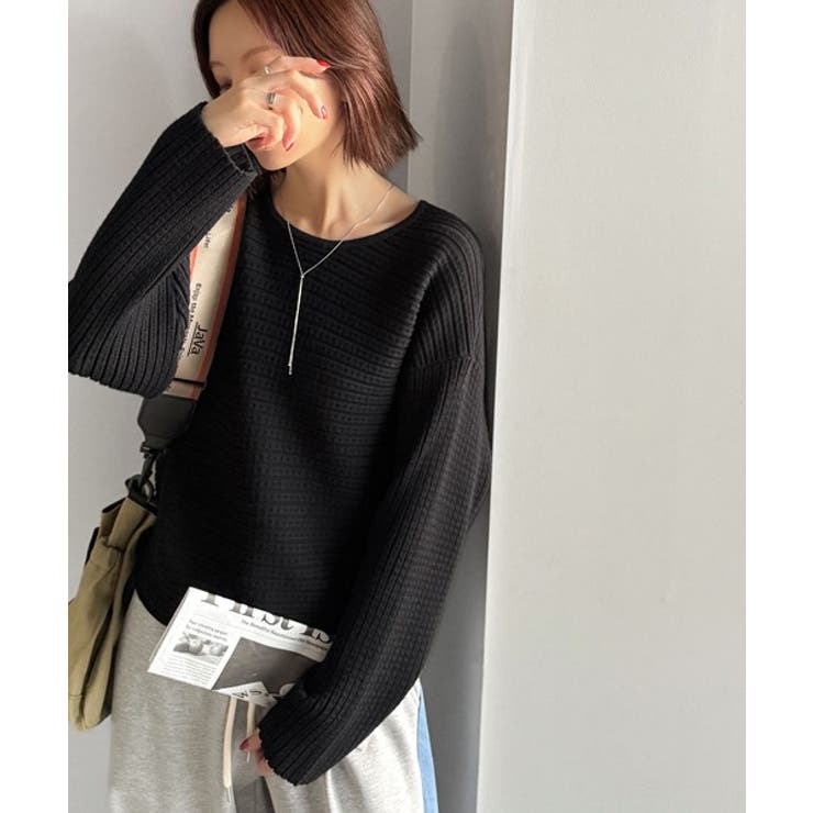 ゆるリブの抜け感。ドルマン袖クルーネックニットトップス（長袖） | Classical Elf  | 詳細画像22 