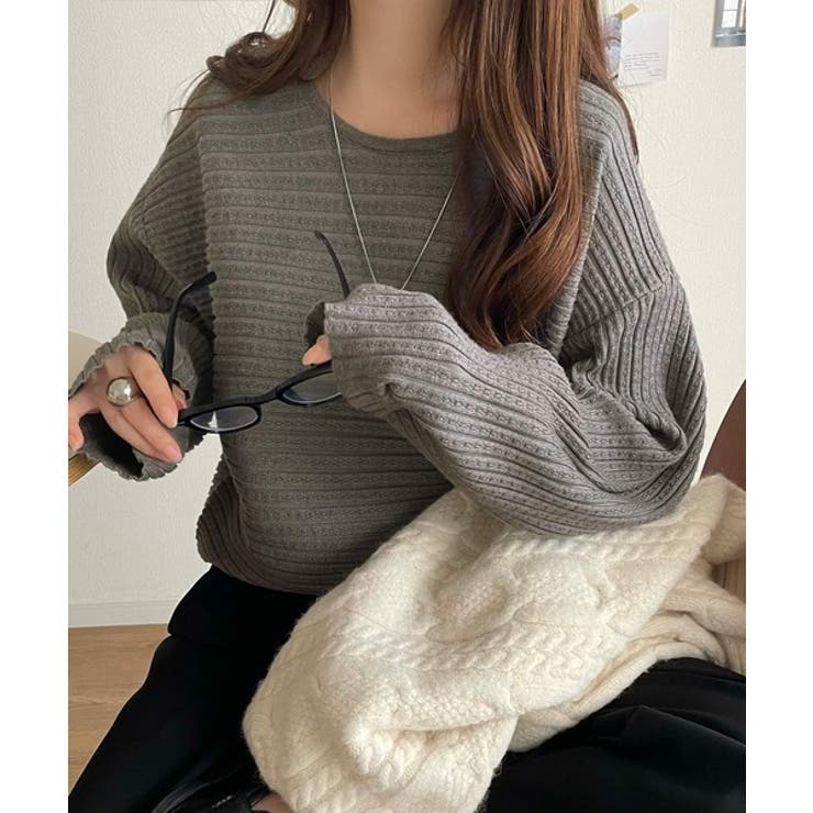 ゆるリブの抜け感。ドルマン袖クルーネックニットトップス（長袖） | Classical Elf  | 詳細画像24 