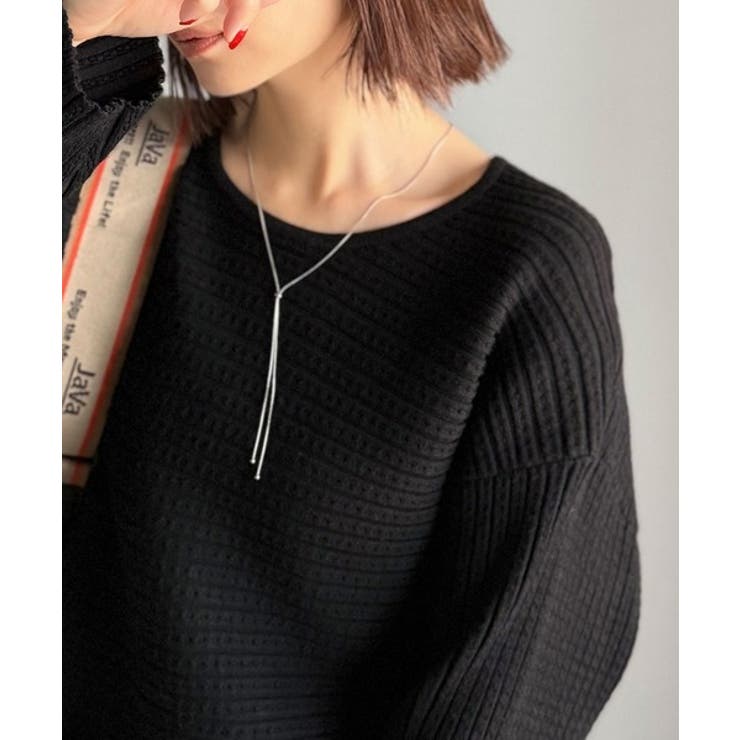 ブラック | ゆるリブの抜け感。ドルマン袖クルーネックニットトップス（長袖） | Classical Elf 