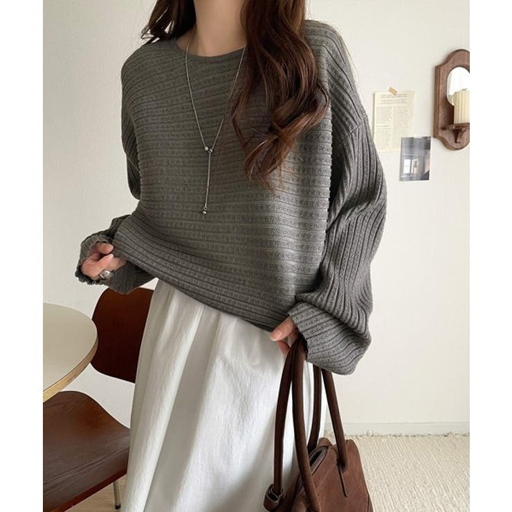 ゆるリブの抜け感。ドルマン袖クルーネックニットトップス（長袖） | Classical Elf  | 詳細画像28 