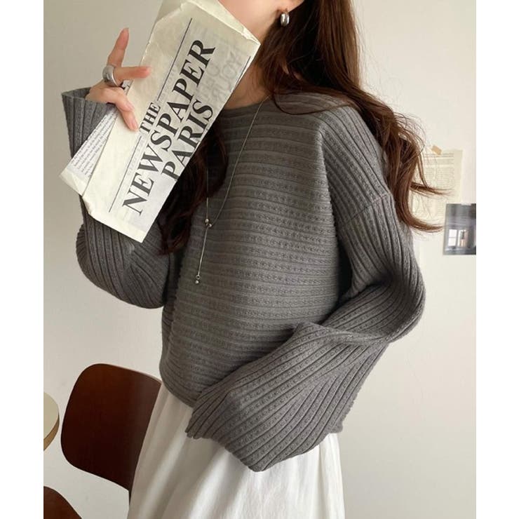 ゆるリブの抜け感。ドルマン袖クルーネックニットトップス（長袖） | Classical Elf  | 詳細画像31 