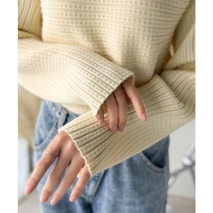 ゆるリブの抜け感。ドルマン袖クルーネックニットトップス（長袖） | Classical Elf  | 詳細画像34 