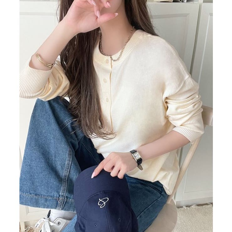 ニットのぬくもりに、少しのアクセント。前後2wayヘンリーネックニットプルオーバ… | Classical Elf  | 詳細画像3 