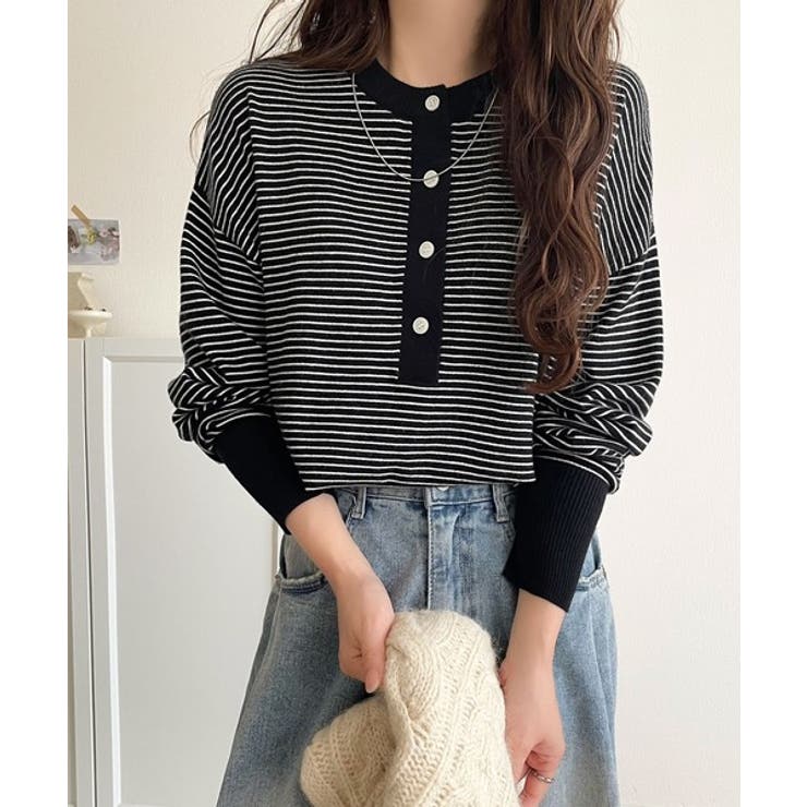 ニットのぬくもりに、少しのアクセント。前後2wayヘンリーネックニットプルオーバ… | Classical Elf  | 詳細画像20 