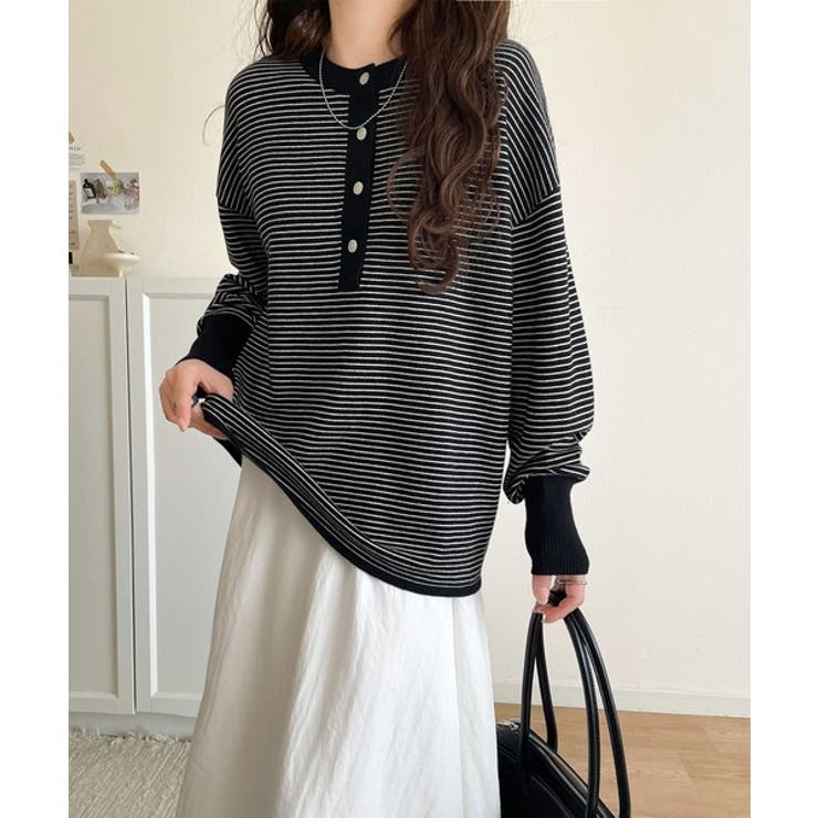 ニットのぬくもりに、少しのアクセント。前後2wayヘンリーネックニットプルオーバ… | Classical Elf  | 詳細画像24 