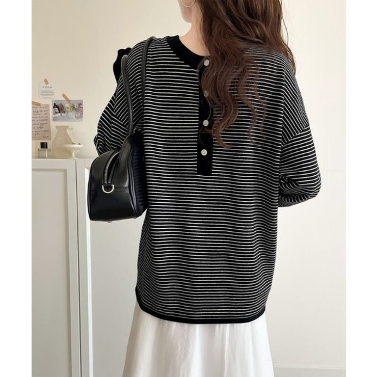 ニットのぬくもりに、少しのアクセント。前後2wayヘンリーネックニットプルオーバ… | Classical Elf  | 詳細画像26 