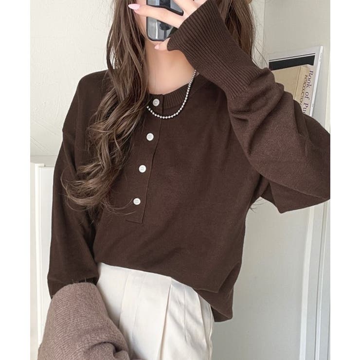 ニットのぬくもりに、少しのアクセント。前後2wayヘンリーネックニットプルオーバ… | Classical Elf  | 詳細画像36 