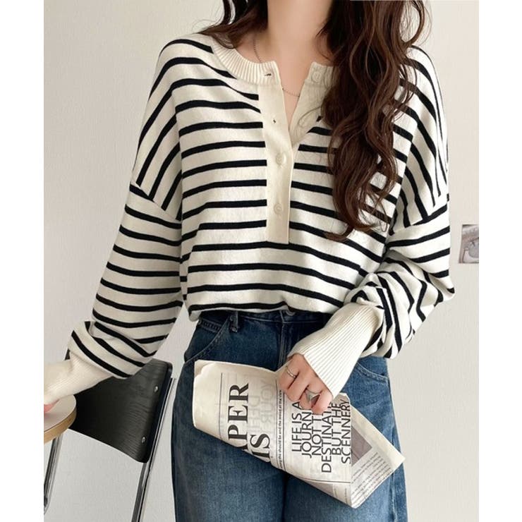 ニットのぬくもりに、少しのアクセント。前後2wayヘンリーネックニットプルオーバ… | Classical Elf  | 詳細画像40 