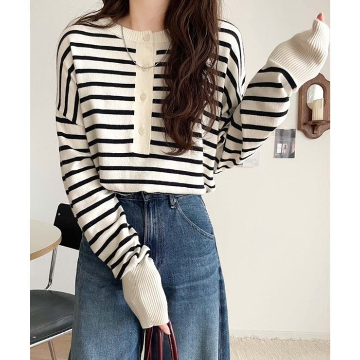 ニットのぬくもりに、少しのアクセント。前後2wayヘンリーネックニットプルオーバ… | Classical Elf  | 詳細画像42 