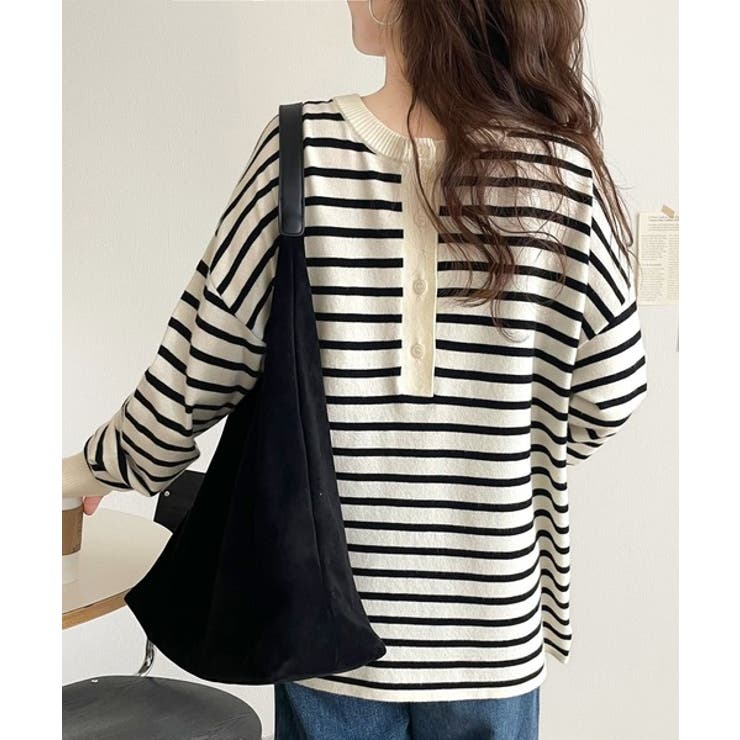 ニットのぬくもりに、少しのアクセント。前後2wayヘンリーネックニットプルオーバ… | Classical Elf  | 詳細画像43 