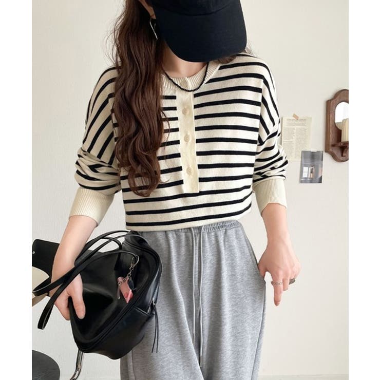 ニットのぬくもりに、少しのアクセント。前後2wayヘンリーネックニットプルオーバ… | Classical Elf  | 詳細画像45 