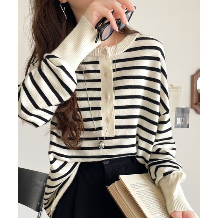 ニットのぬくもりに、少しのアクセント。前後2wayヘンリーネックニットプルオーバ… | Classical Elf  | 詳細画像49 