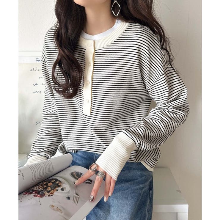 ニットのぬくもりに、少しのアクセント。前後2wayヘンリーネックニットプルオーバ… | Classical Elf  | 詳細画像52 