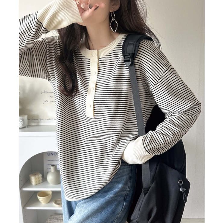 ニットのぬくもりに、少しのアクセント。前後2wayヘンリーネックニットプルオーバ… | Classical Elf  | 詳細画像53 