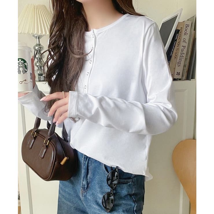 シンプルだからこそ、こだわりたい。シルケット加工ドット釦ヘンリーTシャツ（長袖） | Classical Elf  | 詳細画像1 