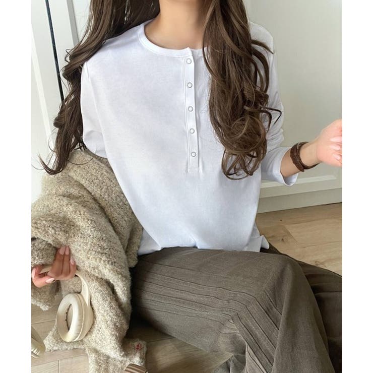 シンプルだからこそ、こだわりたい。シルケット加工ドット釦ヘンリーTシャツ（長袖） | Classical Elf  | 詳細画像2 