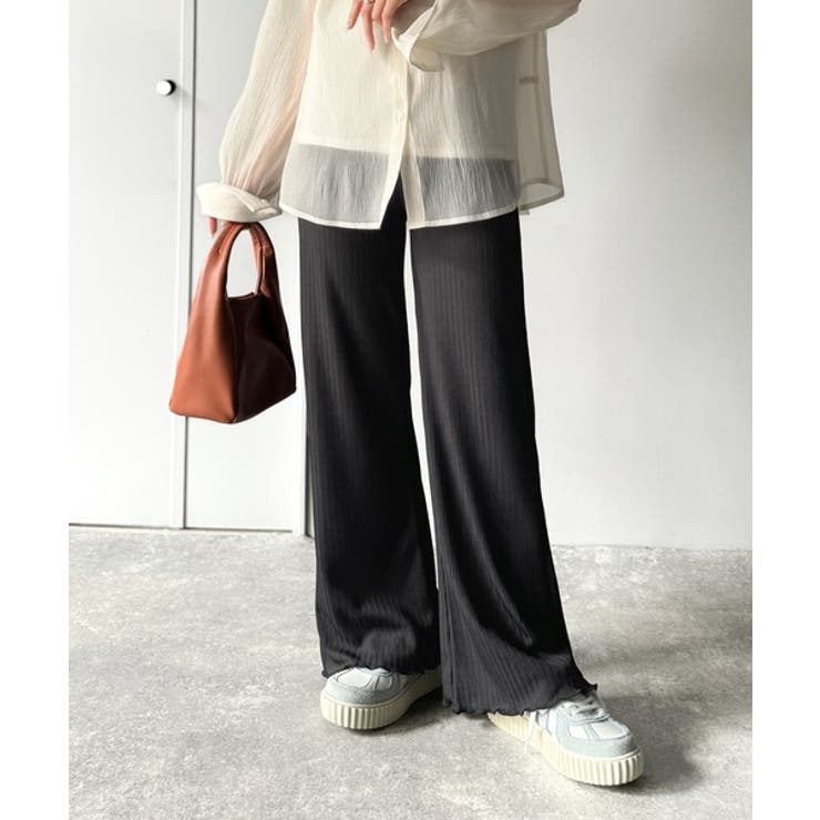 ゆるっとラクして、美脚見え♪ランダムリブ 裾メロウ ストレート イージーパンツ | Classical Elf  | 詳細画像27 