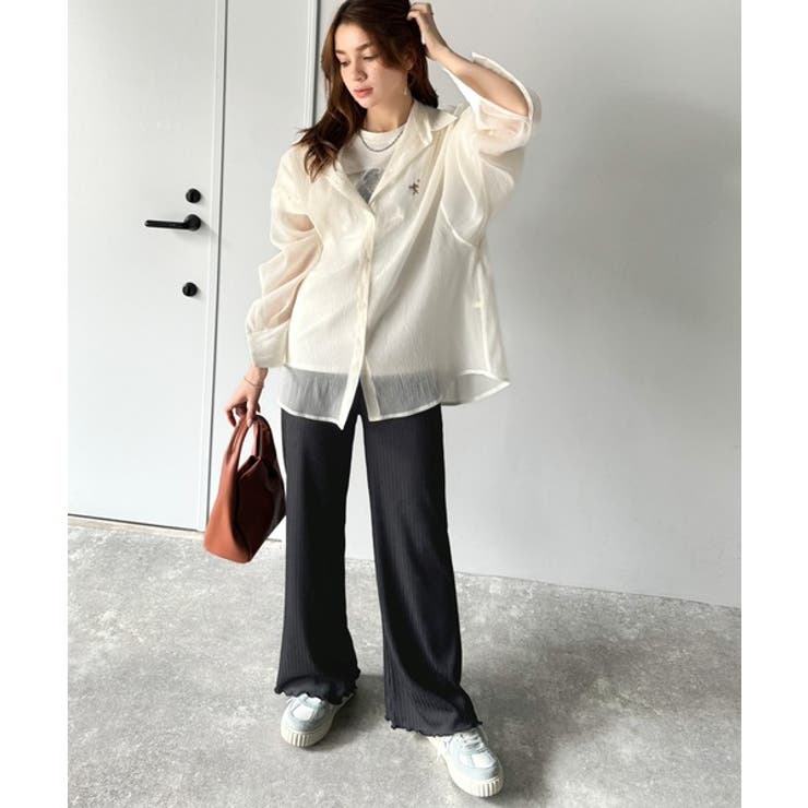 ゆるっとラクして、美脚見え♪ランダムリブ 裾メロウ ストレート イージーパンツ | Classical Elf  | 詳細画像28 