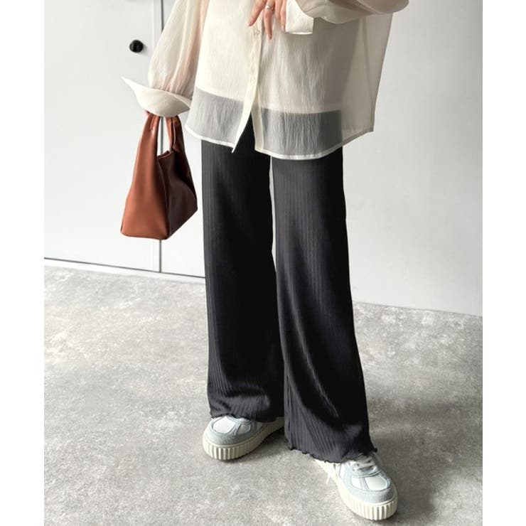 ゆるっとラクして、美脚見え♪ランダムリブ 裾メロウ ストレート イージーパンツ | Classical Elf  | 詳細画像29 